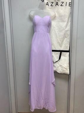 Azazie Trinity Lilac Strapless Chiffon Maxi Dress Formal Bridesmaid Dress